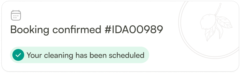 A sign that says, booking confined da0999 your cleaning has